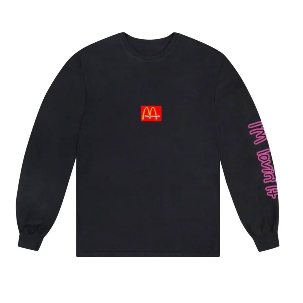 CACTUS JACK BY TRAVIS SCOTT x MCDONALD’S ACTION FIGURE SPACE SHIRT, SMALL,BLACK